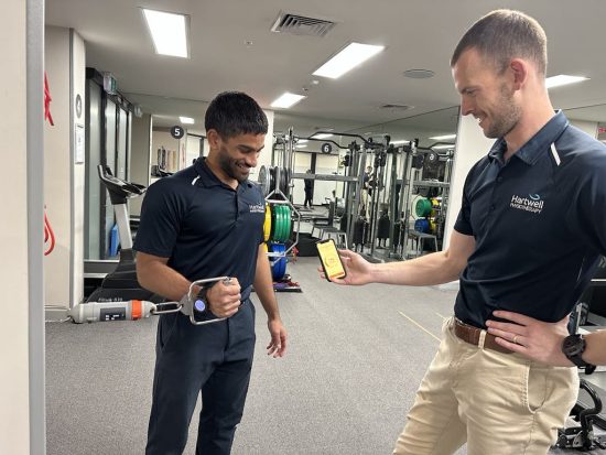 Shoulder strength assessment showing real time data on the mobile app